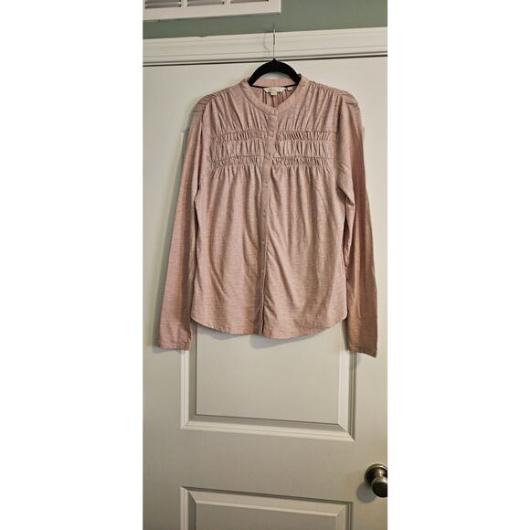 Boden Womens Size 8 Top Ruched Yoke Detail Pink Long Sleeve Button Down - Picture 7 of 7